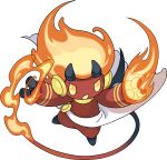  1boy arms_up artist_request black_wings blank_eyes blonde_hair colored_skin demon_boy demon_wings fiery_hair fiery_tail fire fire_spiri_(world_flipper) full_body horns imp long_hair male_focus multicolored_hair official_art open_mouth orange_hair pyrokinesis red_skin sarong solo tail transparent_background two-tone_hair white_sarong wings world_flipper yellow_eyes 