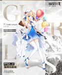  1girl artist_request blonde_hair blue_bow blue_eyes blue_footwear blue_ribbon blush bow bow_dress braid breasts character_name commentary_request copyright_name dress dress_lift eyebrows_visible_through_hair french_braid girls_frontline gloves gun hair_ribbon high_heels highres long_hair looking_at_viewer official_art open_mouth ppsh-41 ppsh-41_(girls_frontline) ribbon small_breasts solo standing submachine_gun thigh-highs weapon white_dress white_gloves white_headwear white_legwear 