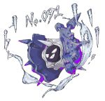  3_(qqo0g) cloyster commentary_request gen_1_pokemon grin icicle no_humans number pokemon pokemon_(creature) simple_background smile solo spikes teeth twitter_username watermark white_background 