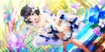  asaka_karin blue_eyes blue_hair blush dress fairy love_live!_school_idol_festival_all_stars short_hair smile spring_(season) 