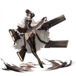  1girl agent_(girls_frontline) artist_request bangs black_dress black_footwear black_gloves black_hair boots breasts brown_legwear cable check_artist clothes_lift curtsey dot_triangle double_bun dress energy_gun garter_belt garter_straps girls_frontline gloves hair_over_one_eye head_tilt high_collar high_heel_boots high_heels highres infukun knee_up lace-trimmed_legwear lace_trim legs long_legs looking_at_viewer maid maid_headdress mechanical_arms medium_breasts official_art parted_lips plantar_flexion sangvis_ferri short_sleeves skirt skirt_lift solo stepping thigh-highs thigh_boots thighs transparent_background visible_air weapon yellow_eyes 