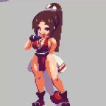  1girl 2019 animated animated_gif dated fatal_fury king_of_fighters pixel_art sakuemon shiranui_mai solo tagme the_king_of_fighters twitter_username 