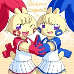  2girls animal_ears blush cheerleader furry g-sun pokemon smile tail wink 