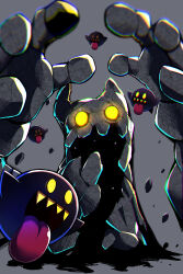  5others absurdres bomb_boo bouldergeist floating full_body ghost grey_background highres karasu_mp3 multiple_others open_mouth rayman_limbs rock sharp_teeth simple_background super_mario_bros. super_mario_galaxy teeth tongue tongue_out upper_teeth_only yellow_eyes 