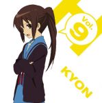  cd_cover character_single cover genderswap h kyon kyonko lowres ponytail school_uniform solo suzumiya_haruhi_no_yuuutsu 