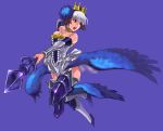  armor armored_dress crown gwendolyn odin_sphere purple purple_background sochie spear thighhighs wings 