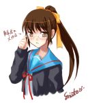  genderswap glasses kyon kyonko lowres school_uniform solo suzumiya_haruhi_no_yuuutsu translated translation_request 