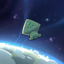  1girl alien colored_skin discount-supervillain earth_(planet) floating forehead_jewel gem_(steven_universe) planet smolidot solo space sparkle steven_universe triangle-shaped_hair yellow_skin 