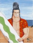  beach grin mohawk one_piece scar sir_crocodile surfboard 