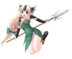  blue_eyes blush liese long_hair pointy_ears polearm riesz seiken_densetsu seiken_densetsu_3 spear thigh-highs thighhighs utsugi_tsuguha weapon 