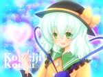  character_name green_eyes green_hair hat hat_ribbon heart komeiji_koishi nomutarou ribbon solo touhou 
