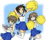  cheerleader genderswap haraheriko koizumi_itsuki koizumi_itsuki_(female) kyon kyonko multiple_girls nagato_yuki suzumiya_haruhi_no_yuuutsu 