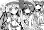  highres hong_meiling ideolo izayoi_sakuya monochrome patchouli_knowledge remilia_scarlet touhou wings 