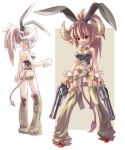  bell belt beltskirt bunny_ears bunny_girl bunnysuit cow_girl earrings garter_belt gun horns jewelry katahira_masashi lingerie no_panties original pointy_ears rabbit_ears tail underwear vest weapon western 