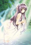  dress highres kimizuka_aoi long_hair panties purple_eyes purple_hair see-through sparkle underwear violet_eyes water waterfall 