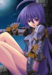  armor bottomless highres legs no_panties purple_eyes purple_hair sei2makoto violet_eyes 