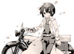  hermes kino kino_no_tabi monochrome motor_vehicle motorcycle pink reverse_trap tachitsu_teto tatetsu_teto vehicle 