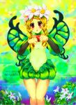  bad_id blonde_hair blush butterfly_wings fairy flower mercedes nature odin_sphere red_eyes wings 