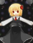  blonde_hair hair_ribbon necktie outstretched_arms red_eyes ribbon rumia short_hair solo spread_arms touhou yuzuki_(artist) 