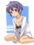  original oryou purple_eyes purple_hair swimsuit violet_eyes 