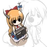  bow chibi gourd horns ibuki_suika lowres radio sanoharu touhou 