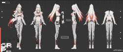  1girl a-pose absurdres alpha:_crimson_weave_(pgr) alpha:_crimson_weave_(stride_of_vigor)_(pgr) alpha_(pgr) blue_eyes braid character_name chinese_commentary colored_tips commentary crop_top flame_print grey_background heterochromia high_ponytail highres incredibly_absurdres jacket linea_alba long_hair multicolored_hair multiple_views navel official_alternate_costume open_clothes open_jacket pants ponytail print_pants punishing:_gray_raven red_eyes reference_sheet see-through_clothes see-through_jacket shirt shoes skin_tight sleeveless sleeveless_shirt stomach streaked_hair tk_production very_long_hair watermark weibo_username weibo_watermark white_hair white_jacket white_pants white_shoes 