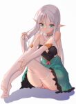  aqua_eyes character_request check_character cv-3_(dejiajia) full_body kokkoro_(princess_connect!) long_hair looking_at_viewer panties pointy_ears princess_connect! silver_hair simple_background sitting thigh-highs underwear white_background white_legwear 