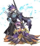  1boy 1girl bfygo5ds cosplay couple kurosaki_ruri long_hair multicolored_hair purple_hair spiky_hair yuu-gi-ou yuu-gi-ou_arc-v yuuto_(yuu-gi-ou_arc-v) 