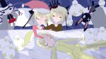  absurdres amy androgynous bed bed_sheet bird blonde_hair doll duck duckling highres koshimizu multiple_girls 