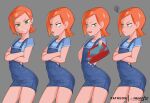  1girl angry ben_10 blush cartoon_network crossed_arms embarrassed flat_chest gift green_eyes gwendolyn_tennyson hair_ornament hairclip mayhem_art nail_polish orange_hair overalls progression short_hair tsundere turner_entertainment valentine 