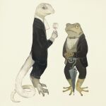  alcohol animal animal_focus black_jacket black_pants bow bowtie claws clothed_animal cravat cup drinking_glass frog green_vest holding holding_cup holding_umbrella jacket lizard no_humans original pants shirt simple_background slit_pupils standing tail tono_(rt0no) umbrella vest white_neckwear white_shirt wine wine_glass 