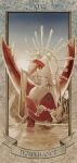  claws commentary gen_3_pokemon goblet highres holding jewelry latias legendary_pokemon looking_at_viewer no_humans okowa_0141 pokemon pokemon_(creature) roman_numeral smile tarot temperance_(tarot) yellow_eyes 