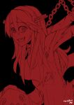  absurdres beathell black_background blood chain crazy_eyes eyebrows_visible_through_hair halloween haruna_(kancolle) highres kantai_collection northern_ocean_princess open_mouth scar simple_background teeth torn_clothes yandere 