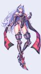  1girl android breasts hakusai_(hksicabb) highres joints large_breasts leotard long_hair poppi_(xenoblade) poppi_qtpi_(xenoblade) purple_hair red_eyes robot_ears robot_joints scarf simple_background solo xenoblade_chronicles_(series) xenoblade_chronicles_2 