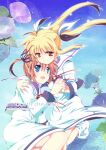  2girls blonde_hair blue_eyes couple cover eye_contact fate_testarossa hair_ribbon happy holding_hands kneeling looking_at_another lyrical_nanoha mahou_shoujo_lyrical_nanoha mahou_shoujo_lyrical_nanoha_a&#039;s mekimeki multiple_girls orange_hair red_eyes ribbon school_uniform short_twintails simple_background smile takamachi_nanoha twintails uniform yuri 