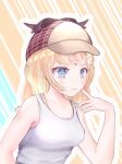  1girl artist_request bangs blonde_hair blue_eyes breasts closed_mouth deerstalker eyebrows_visible_through_hair hair_ornament hat highres hololive hololive_english monocle_hair_ornament shirt source_request virtual_youtuber watson_amelia white_shirt 