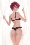  1girl ass collarbone grey_eyes hair_between_eyes han_soo-min_(hanny) hanny_(uirusu_chan) highres looking_at_viewer original panties redhead short_hair simple_background smile solo standing tekken tekken_7 underwear underwear_only white_background 