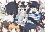  ! 1other 2boys 6+girls :3 :d aak_(arknights) ambiguous_gender animal_ear_fluff animal_ears arknights bangs black_cape black_footwear black_gloves black_hair black_headwear black_jacket blaze_(arknights) blonde_hair blue_eyes boots braid brown_background cabbie_hat cameo cape cat_ears chibi cliffheart_(arknights) closed_mouth colored_eyelashes computer cup doctor_(arknights) error_message eyebrows_visible_through_hair fang flower folinic_(arknights) fur-trimmed_cape fur_trim gloves green_eyes green_hair grey_eyes grey_hair hair_flower hair_ornament hairband hat haze_(arknights) hood hood_up hooded_jacket jacket jessica_(arknights) kal&#039;tsit_(arknights) laptop leopard_ears long_hair lying melantha_(arknights) minigirl mint_(arknights) mousse_(arknights) mug multicolored_hair multiple_boys multiple_girls on_side one_eye_closed open_clothes open_jacket open_mouth parted_lips paw_gloves paws phantom_(arknights) ponytail pramanix_(arknights) purple_hair red_hairband redhead rosmontis_(arknights) schwarz_(arknights) shirt shoe_soles silverash_(arknights) simple_background skyfire_(arknights) smile someyaya spoken_exclamation_mark streaked_hair sweat swire_(arknights) thick_eyebrows very_long_hair violet_eyes white_hair white_headwear white_jacket white_shirt witch_hat yellow_eyes 
