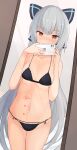  1girl b6 blush breasts female_pov girls_frontline highres long_hair navel orange_eyes pov selfie silver_hair solo tokarev_(girls_frontline) underwear underwear_only very_long_hair 