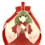  bow green_eyes green_hair kagiyama_hina long_hair meko_(riri4429) ribbon touhou 