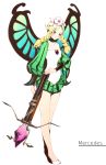  blush bow_(weapon) braid butterfly_wings character_name crossbow fairy flower hair_flower hair_ornament mercedes odin_sphere pointy_ears red_eyes sawasawa twin_braids weapon wings 