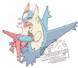  claws closed_eyes commentary_request dragon heart highres hug latias latios no_humans open_mouth pokemon pokemon_(creature) pokemon_focus sana_(sanaa653) simple_background smile wings 