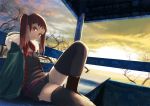  brown_hair coat legs lips original pepe_(pepe&#039;s_hp) pepe_(pepe's_hp) sitting solo sunset thigh-highs thighhighs twintails 