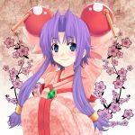  bow cherry_(saber_j) cherry_blossoms hair_bobbles hair_bow hair_ornament japanese_clothes kimono long_hair mitsunari purple_hair saber_marionette_j 