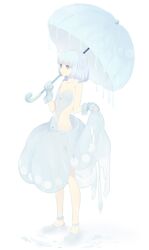  blue_hair gloves harano jellyfish original personification short_hair solo umbrella 