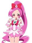  bad_id blush cure_blossom futari_wa_pretty_cure hanasaki_tsubomi heartcatch_precure! heartcatch_pretty_cure! long_hair magical_girl pink_eyes pink_hair ponytail precure solo very_long_hair white_background youri19 