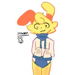 1boy :3 animal_hospital_(roblox) artist_name artist_request bottomless character_name furry furry_male hoodie intern_(animal_hospital) long_sleeves no_humans non-human rabbit rabbit_ears roblox silly sleeves_past_fingers sleeves_past_wrists yellow_fur