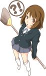  akaho_sakura bad_id beniho_sakura broom brown_eyes brown_hair hirasawa_yui k-on! perspective school_uniform short_hair solo 