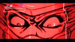  1girl angry armor assault_visor commentary_request electricity eye_focus eyelashes helmet letterboxed metroid metroid_dread monochrome power_armor power_suit_(metroid) samus_aran teke 
