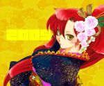  flower hair_flower hair_ornament hoshino_hitsuki japanese_clothes kimono ninn ponytail red_hair redhead rose tengen_toppa_gurren_lagann yellow_eyes yoko_littner 